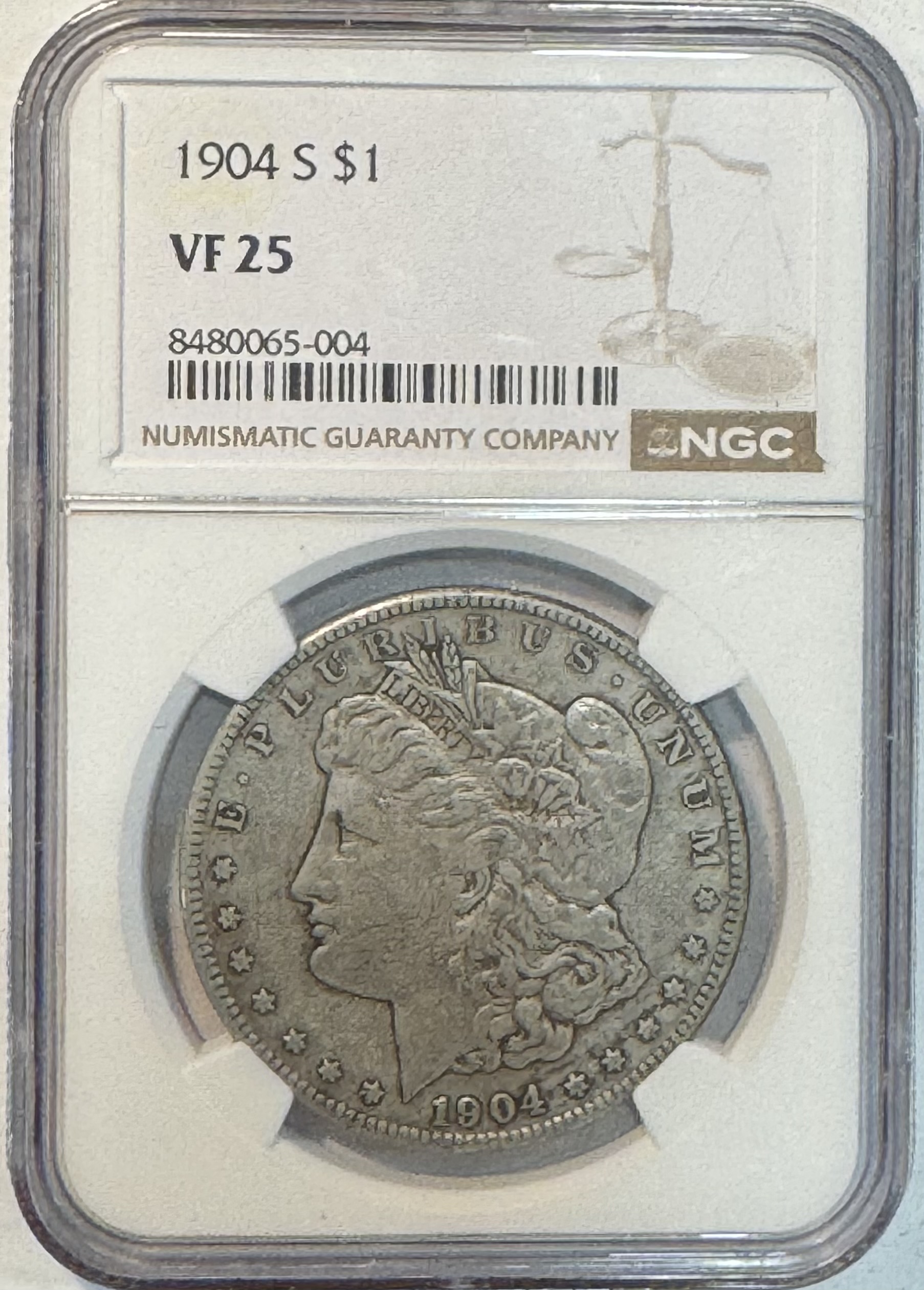 Dollars 1904-S $1 MORGAN DOLLAR – NGC VF-25, WHOLESOME! Dollars 1904-S $1 MORGAN DOLLAR – NGC VF-25, WHOLESOME!