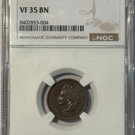 Indian 1872 INDIAN CENT – NGC VF-35 BN, PERFECT CIRC!