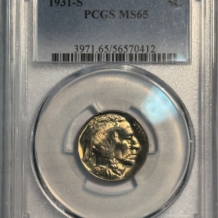 Buffalo Nickels 1931-S BUFFALO NICKEL – PCGS MS-65, LOOKS 66! PREMIUM QUALITY!