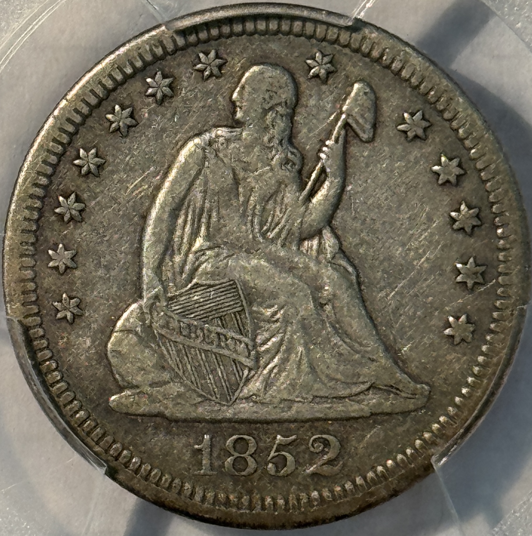 Liberty Seated Quarters 1852 SEATED LIBERTY QUARTER – PCGS VF-30, TOUGH DATE & 100 POP! Liberty Seated Quarters 1852 SEATED LIBERTY QUARTER – PCGS VF-30, TOUGH DATE & 100 POP!