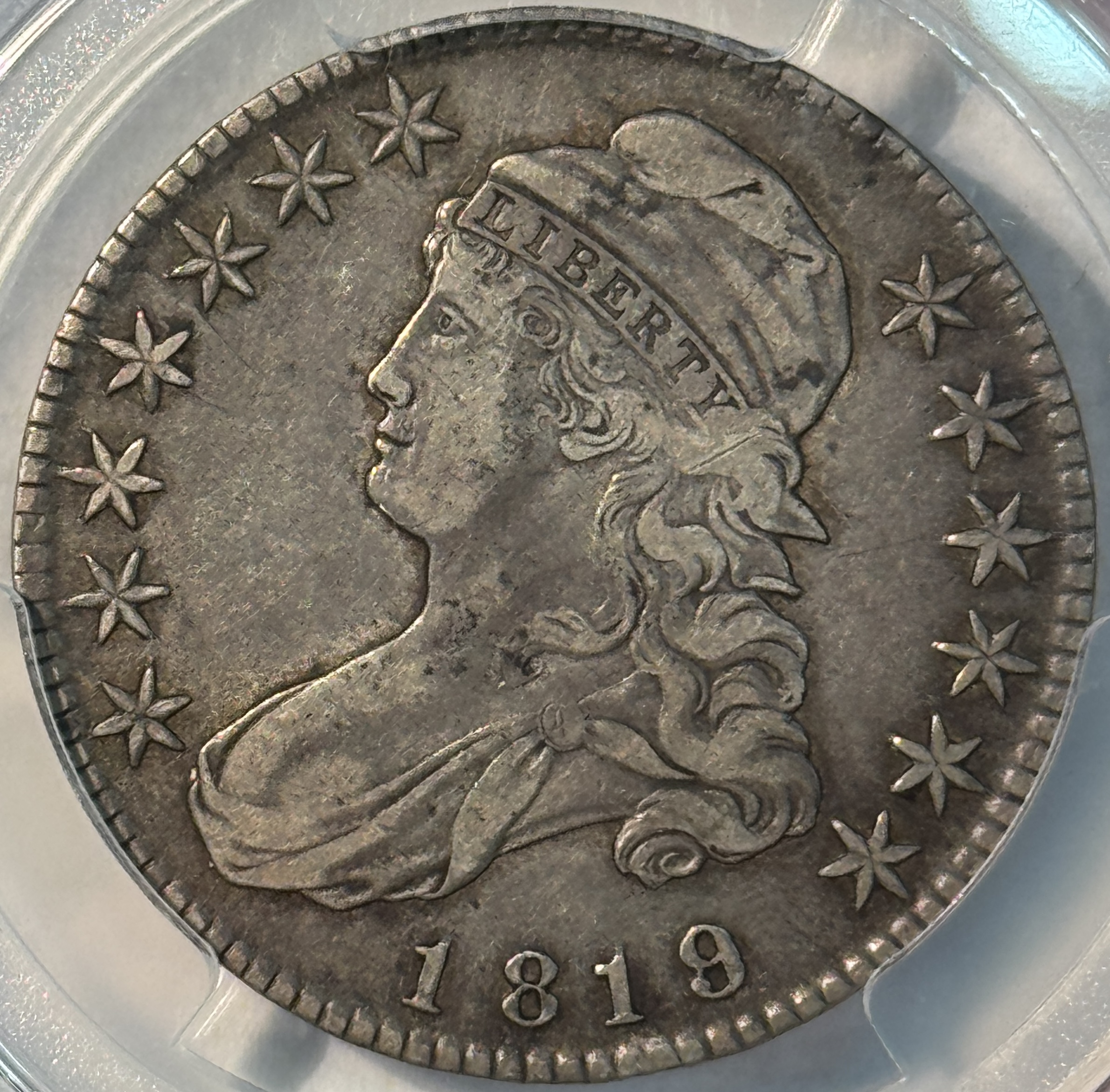Early Halves 1819/8 CAPPED BUST HALF DOLLAR LARGE 9 – PCGS VF-30, FRESH WITH A GREAT LOOK! Early Halves 1819/8 CAPPED BUST HALF DOLLAR LARGE 9 – PCGS VF-30, FRESH WITH A GREAT LOOK!