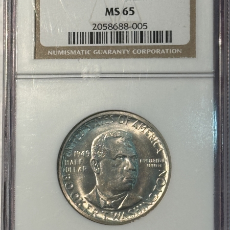 Early Commems 1949 BOOKER T WASHINGTON COMMEMORATIVE HALF DOLLAR – NGC MS-65, WHITE GEM!