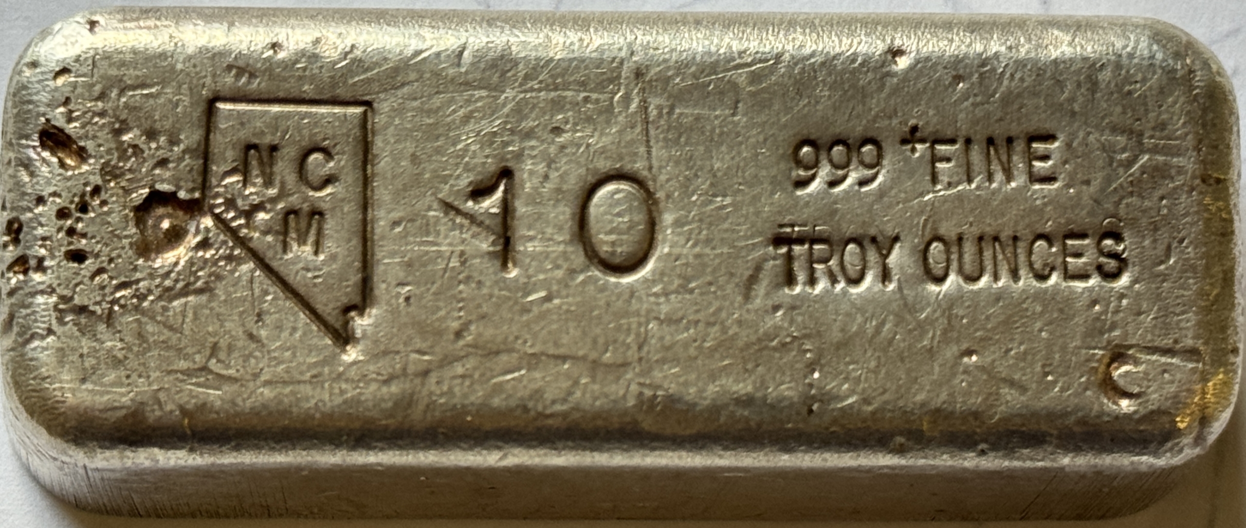 Bullion NEVADA COIN MART 10 TROY OZ .999+ FINE SILVER VINTAGE BAR, POURED LOAF STYLE Bullion NEVADA COIN MART 10 TROY OZ .999+ FINE SILVER VINTAGE BAR, POURED LOAF STYLE