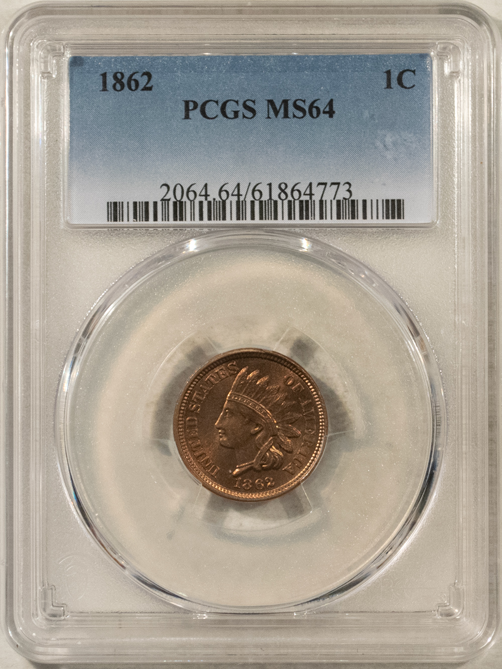 Indian 1862 INDIAN CENT – PCGS MS-64 NICE LUSTER! Indian 1862 INDIAN CENT – PCGS MS-64 NICE LUSTER!