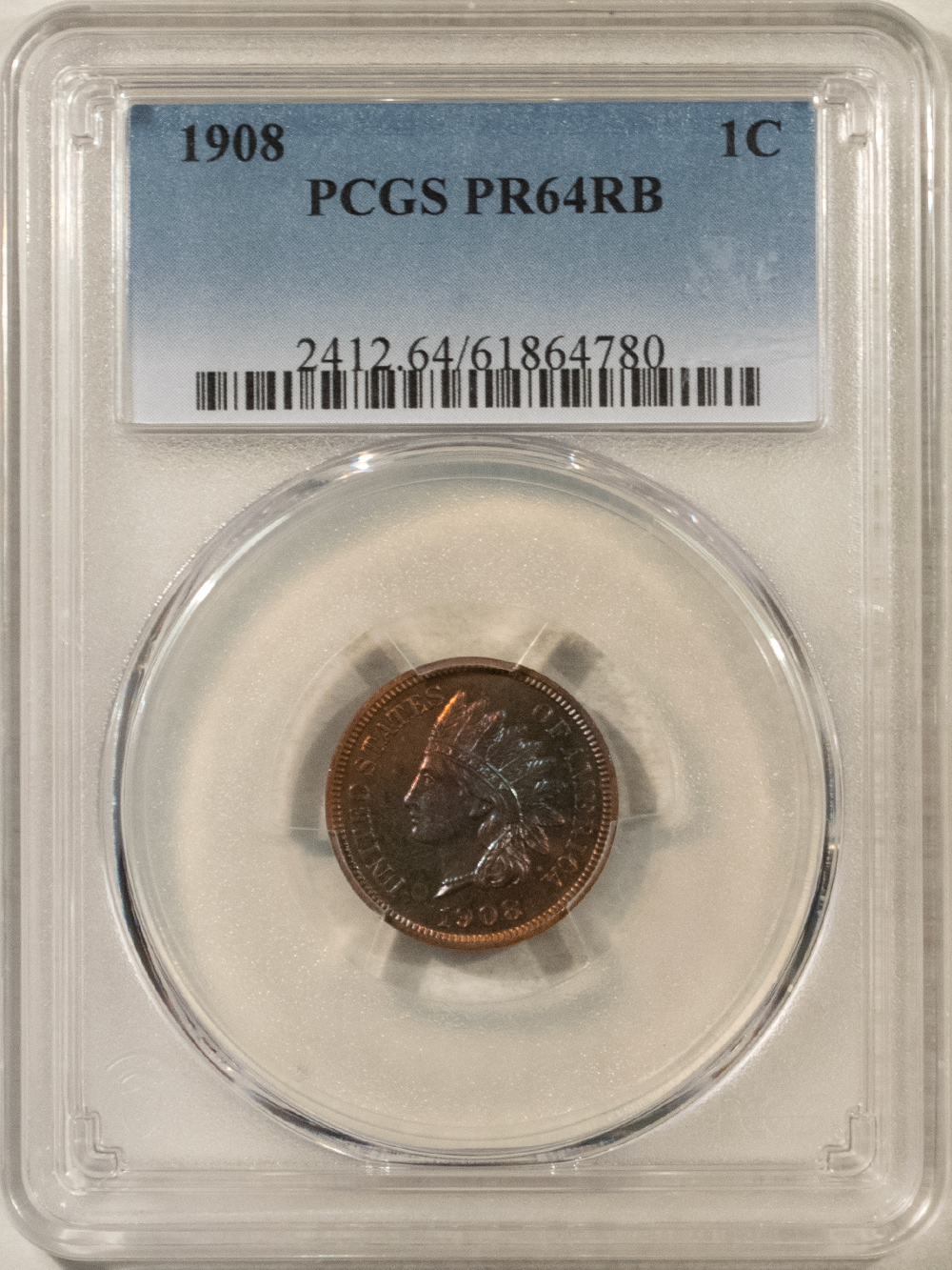 Indian 1904 PROOF INDIAN CENT – PCGS PR-64 RB, PRETTY! Indian 1904 PROOF INDIAN CENT – PCGS PR-64 RB, PRETTY!