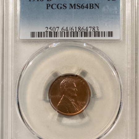 Lincoln Cents (Wheat) 1918-D LINCOLN CENT – PCGS MS-64 BN ATTRACTIVE
