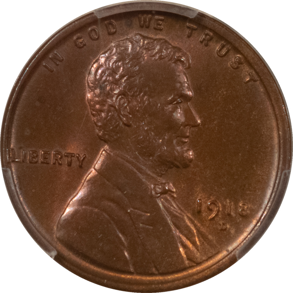 Lincoln Cents (Wheat) 1918-D LINCOLN CENT – PCGS MS-64 BN ATTRACTIVE Lincoln Cents (Wheat) 1918-D LINCOLN CENT – PCGS MS-64 BN ATTRACTIVE