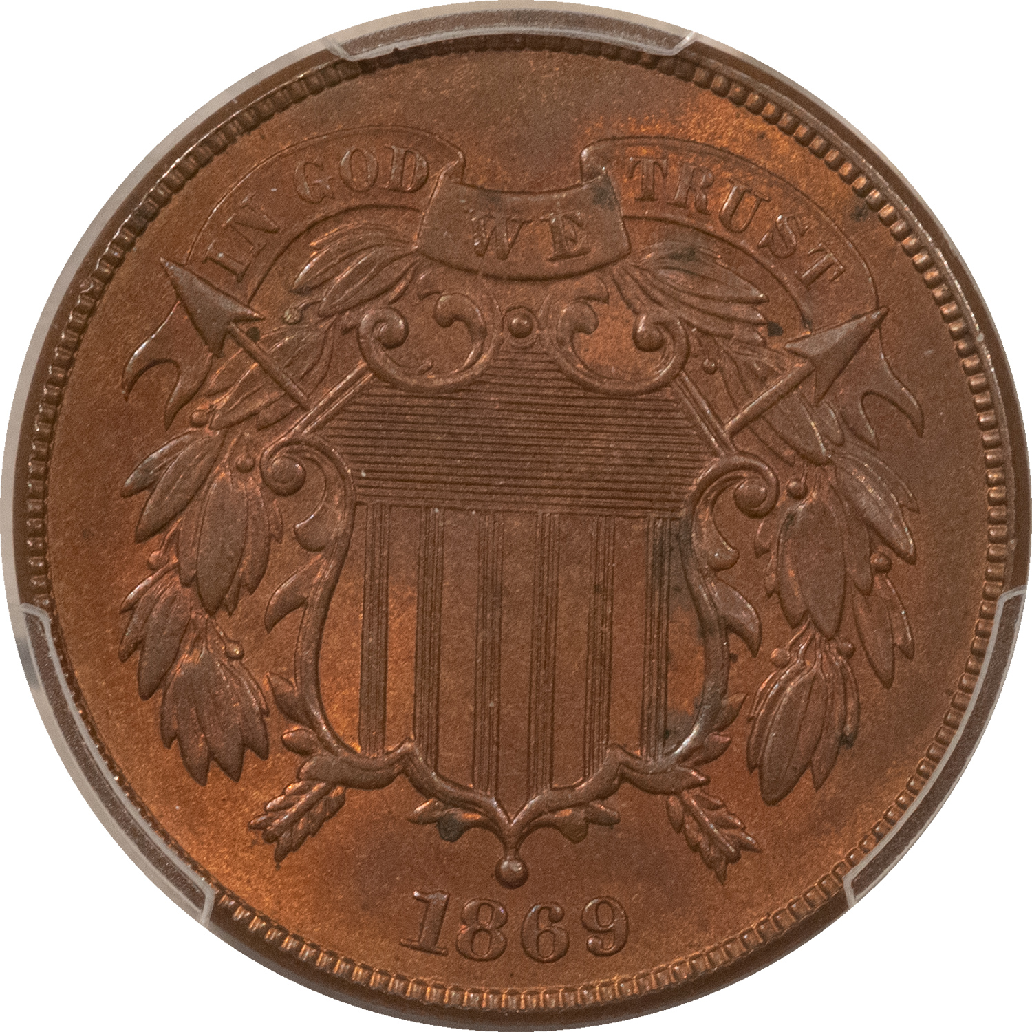 New Certified Coins 1869 TWO CENT PIECE – PCGS MS-63 RB ATTRACTIVE CHOICE & PQ! New Certified Coins 1869 TWO CENT PIECE – PCGS MS-63 RB ATTRACTIVE CHOICE & PQ!