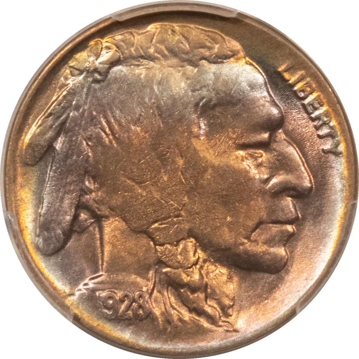 Buffalo Nickels 1928-D BUFFALO NICKEL – PCGS MS-64 PRETTY COLOR! Buffalo Nickels 1928-D BUFFALO NICKEL – PCGS MS-64 PRETTY COLOR!