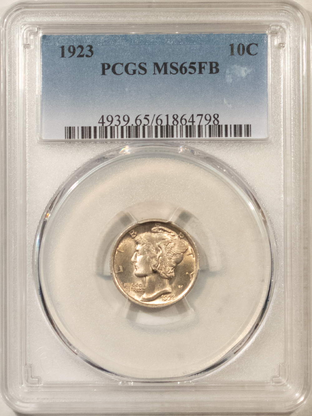 Dimes 1923 MERCURY DIME – PCGS MS-65 FB, FRESH GEM! Dimes 1923 MERCURY DIME – PCGS MS-65 FB, FRESH GEM!