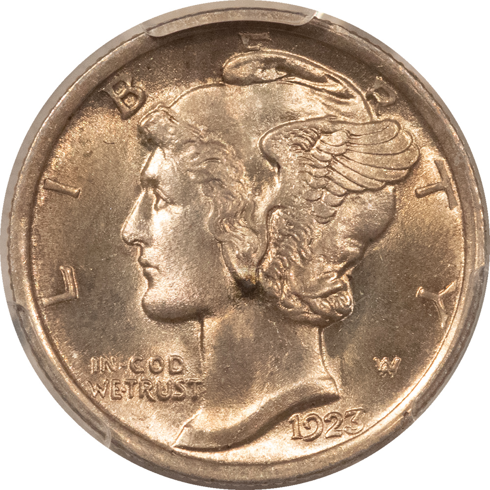 Dimes 1923 MERCURY DIME – PCGS MS-65 FB, FRESH GEM! Dimes 1923 MERCURY DIME – PCGS MS-65 FB, FRESH GEM!