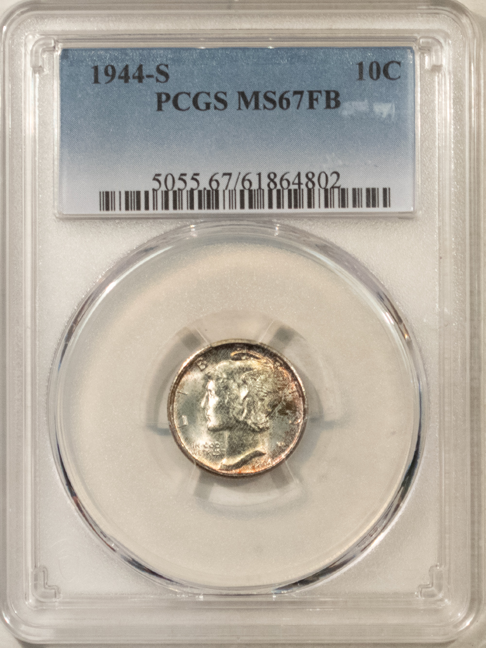 Dimes 1944-S MERCURY DIME – PCGS MS-67 FB, SUPERB GEM! Dimes 1944-S MERCURY DIME – PCGS MS-67 FB, SUPERB GEM!