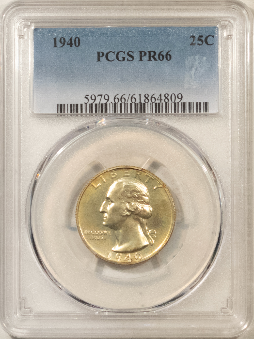 New Certified Coins 1940 PROOF WASHINGTON QUARTER – PCGS PR-66, ORIGINAL! New Certified Coins 1940 PROOF WASHINGTON QUARTER – PCGS PR-66, ORIGINAL!