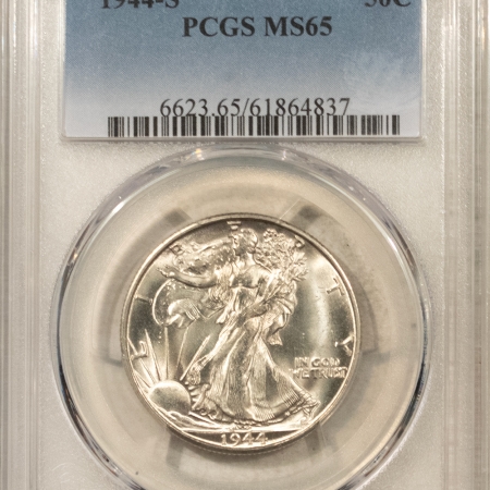 Half Dollars 1944-S WALKING LIBERTY HALF DOLLAR – PCGS MS-65, BLAST WHITE GEM!