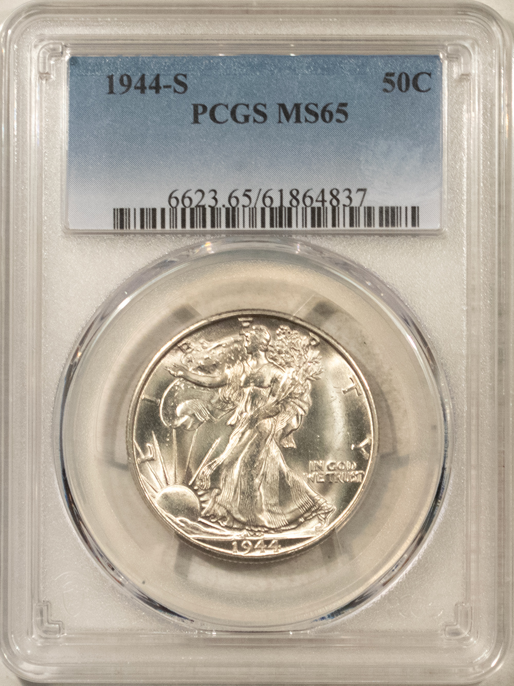 Half Dollars 1944-S WALKING LIBERTY HALF DOLLAR – PCGS MS-65, BLAST WHITE GEM! Half Dollars 1944-S WALKING LIBERTY HALF DOLLAR – PCGS MS-65, BLAST WHITE GEM!