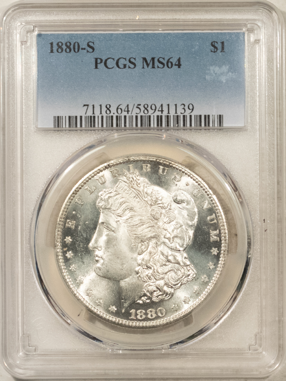 Dollars 1880-S $1 MORGAN DOLLAR – PCGS MS-64 BLAST WHITE WITH REFLECTIVE FIELDS! Dollars 1880-S $1 MORGAN DOLLAR – PCGS MS-64 BLAST WHITE WITH REFLECTIVE FIELDS!