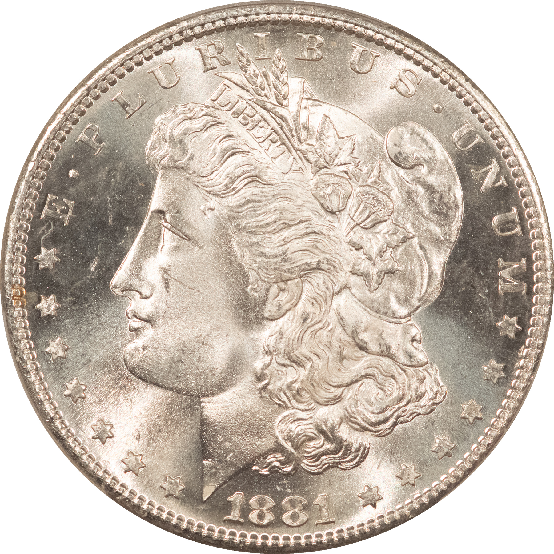 Dollars 1881-S $1 MORGAN DOLLAR – PCGS MS-65, BLAST WHITE! Dollars 1881-S $1 MORGAN DOLLAR – PCGS MS-65, BLAST WHITE!