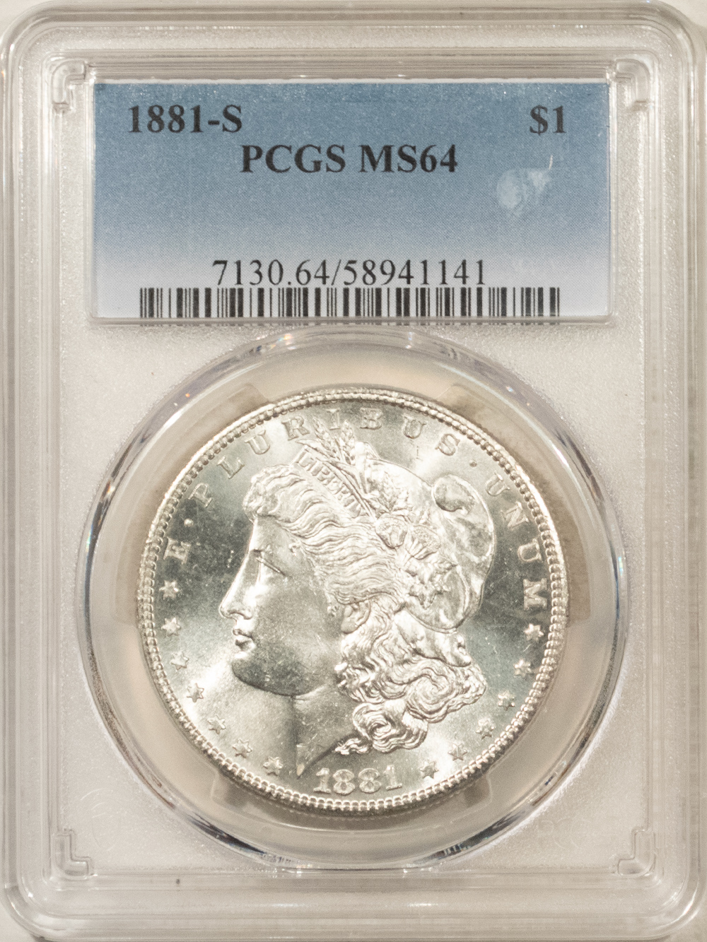 Dollars 1881-S $1 MORGAN DOLLAR – PCGS MS-64 BLAST WHITE! Dollars 1881-S $1 MORGAN DOLLAR – PCGS MS-64 BLAST WHITE!