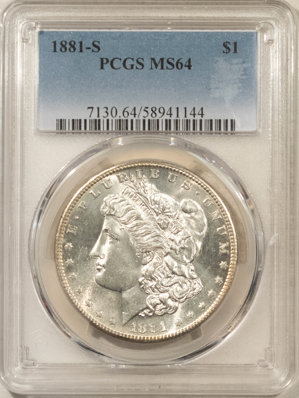 Dollars 1881-S $1 MORGAN DOLLAR – PCGS MS-64 BLAST WHITE Dollars 1881-S $1 MORGAN DOLLAR – PCGS MS-64 BLAST WHITE