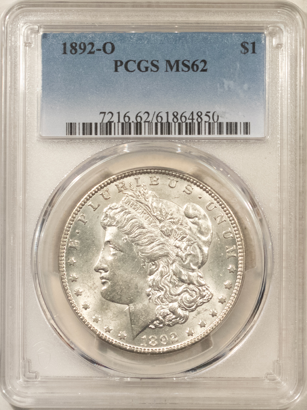 Dollars 1892-O $1 MORGAN DOLLAR – PCGS MS-62, BLAST WHITE! Dollars 1892-O $1 MORGAN DOLLAR – PCGS MS-62, BLAST WHITE!