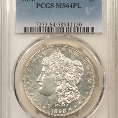 Dollars 1898 $1 MORGAN DOLLAR – PCGS MS-64 PL, WHITE PROOFLIKE!