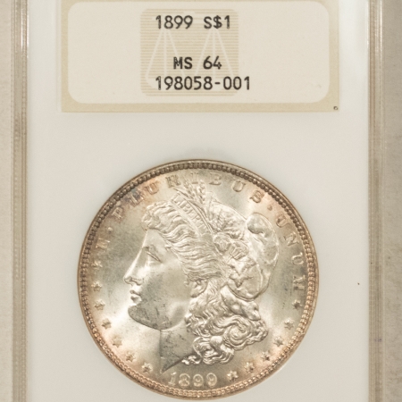 Dollars 1899 $1 MORGAN DOLLAR – NGC MS-64, FATTIE HOLDER & PREMIUM QUALITY!