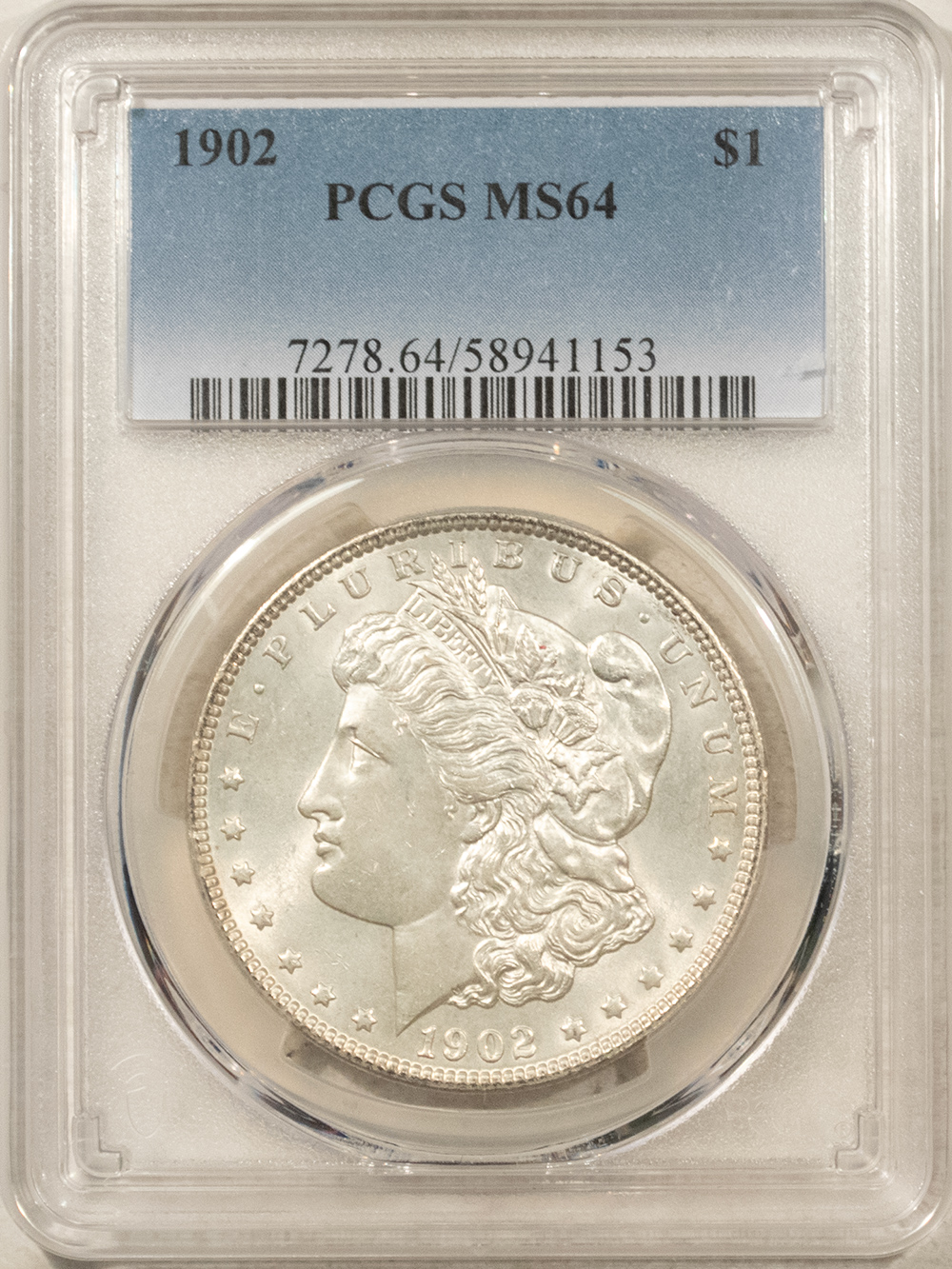 Dollars 1902 $1 MORGAN DOLLAR – PCGS MS-64, FRESH WHITE! Dollars 1902 $1 MORGAN DOLLAR – PCGS MS-64, FRESH WHITE!