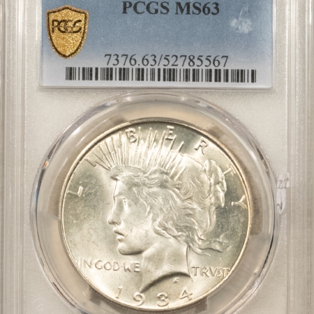 Dollars 1934-D $1 PEACE DOLLAR – PCGS MS-63, BLAST WHITE!