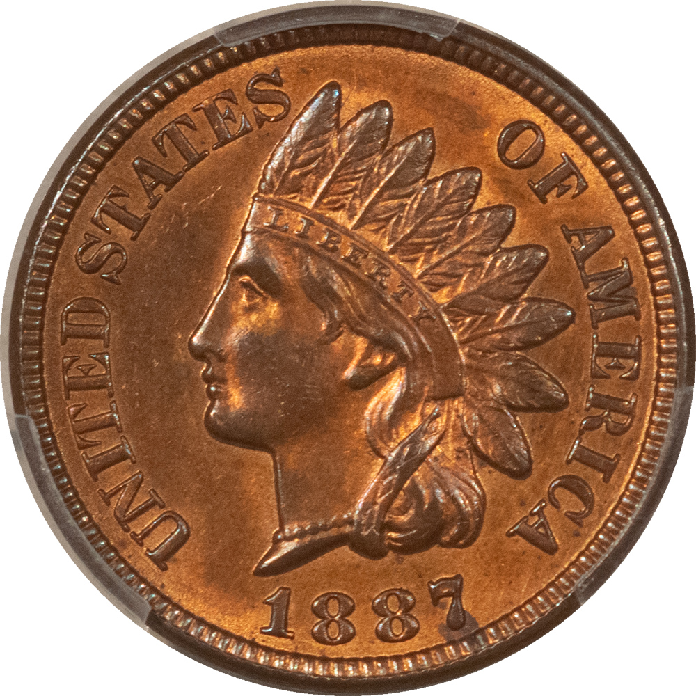 Indian 1887 INDIAN CENT – PCGS MS-62 RB ATTRACTIVE, LOOKS BETTER Indian 1887 INDIAN CENT – PCGS MS-62 RB ATTRACTIVE, LOOKS BETTER