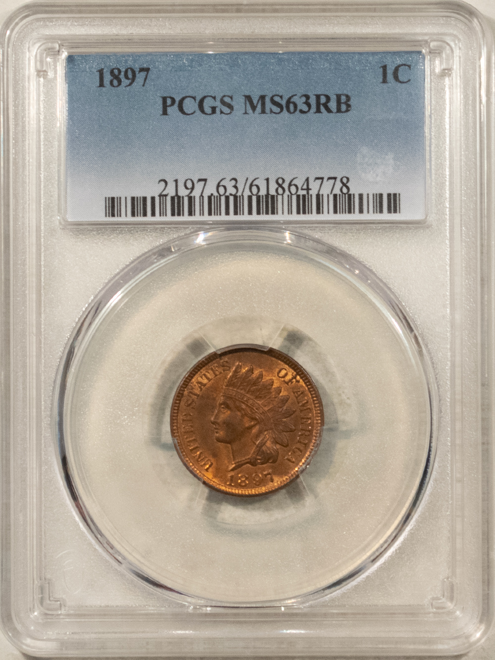 Indian 1897 INDIAN CENT – PCGS MS-63 RB CHOICE Indian 1897 INDIAN CENT – PCGS MS-63 RB CHOICE