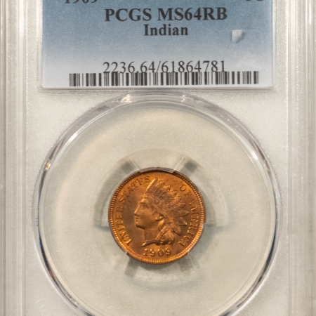 Indian 1909 INDIAN CENT – PCGS MS-64 RB FLASHY, FINAL YEAR INDIAN!