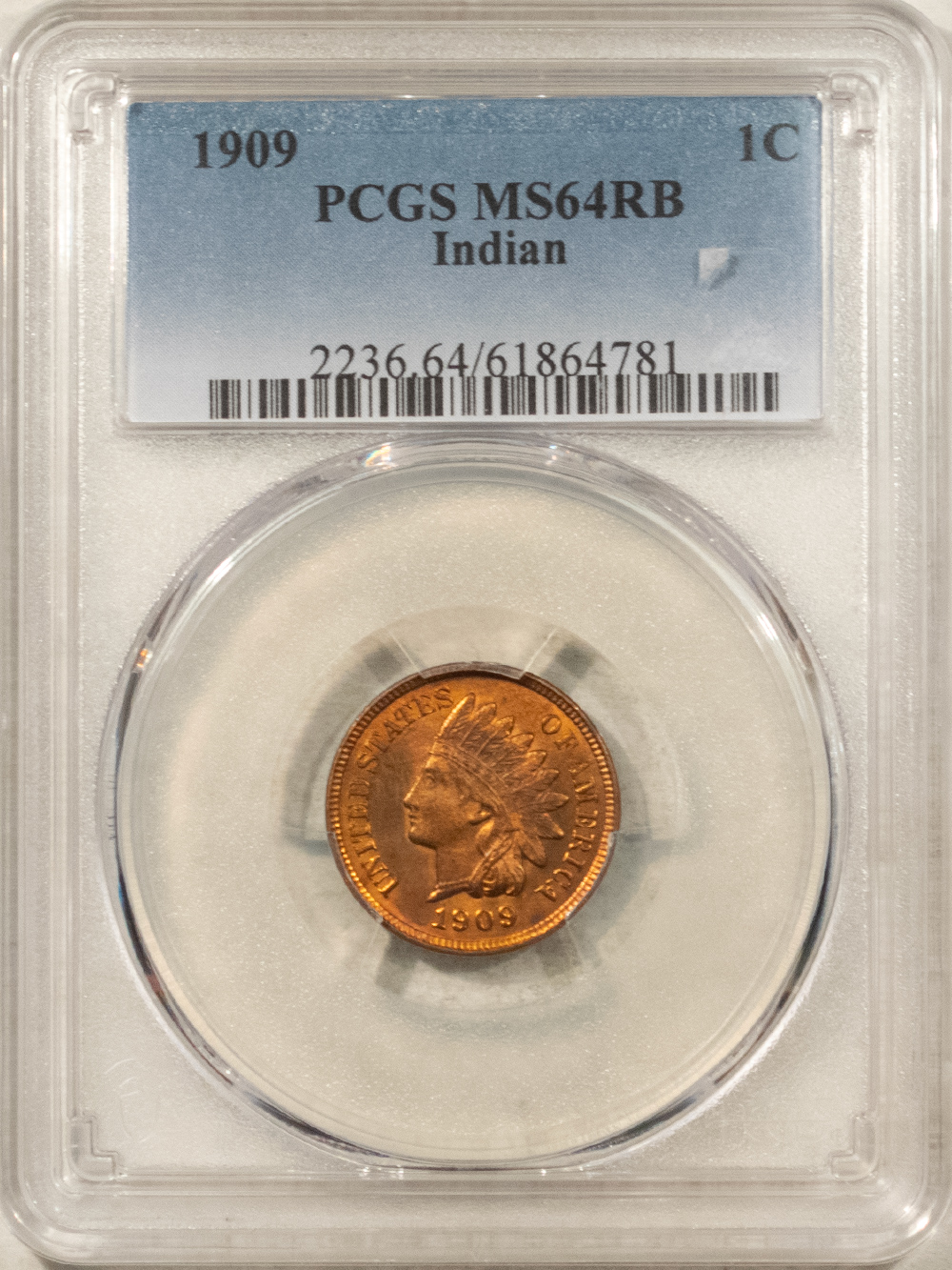 Indian 1909 INDIAN CENT – PCGS MS-64 RB FLASHY, FINAL YEAR INDIAN! Indian 1909 INDIAN CENT – PCGS MS-64 RB FLASHY, FINAL YEAR INDIAN!