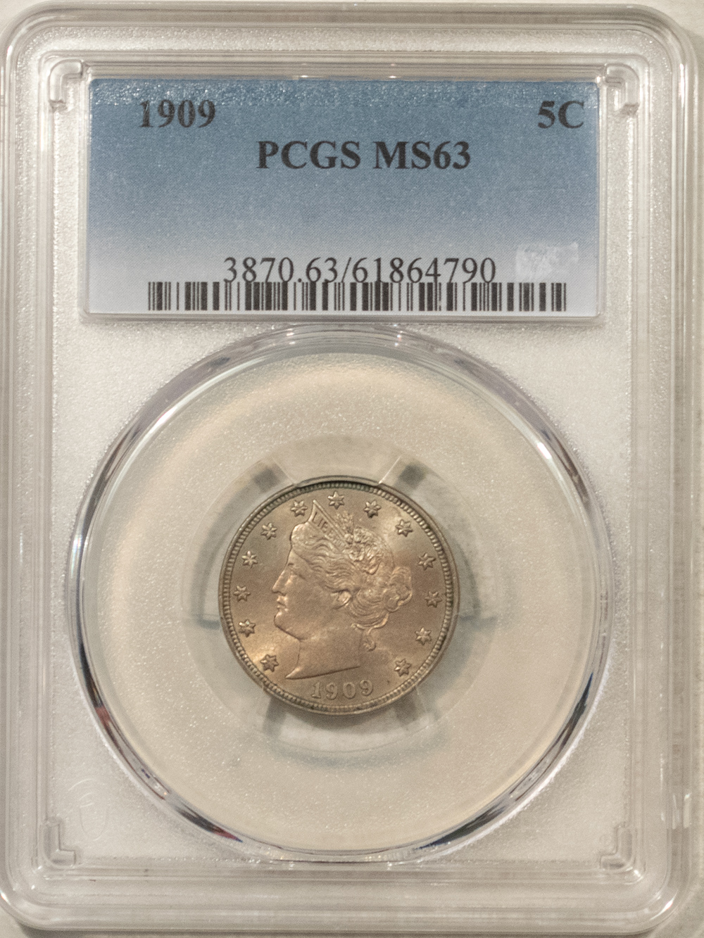Liberty Nickels 1909 LIBERTY NICKEL – PCGS MS-63, PRETTY & CHOICE! Liberty Nickels 1909 LIBERTY NICKEL – PCGS MS-63, PRETTY & CHOICE!