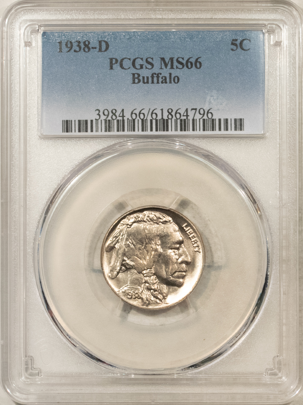 Buffalo Nickels 1938-D BUFFALO NICKEL – PCGS MS-66, BLAZER! Buffalo Nickels 1938-D BUFFALO NICKEL – PCGS MS-66, BLAZER!