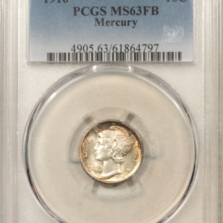Dimes 1916 MERCURY DIME – PCGS MS-63 FB, PRETTY & PREMIUM QUALITY!
