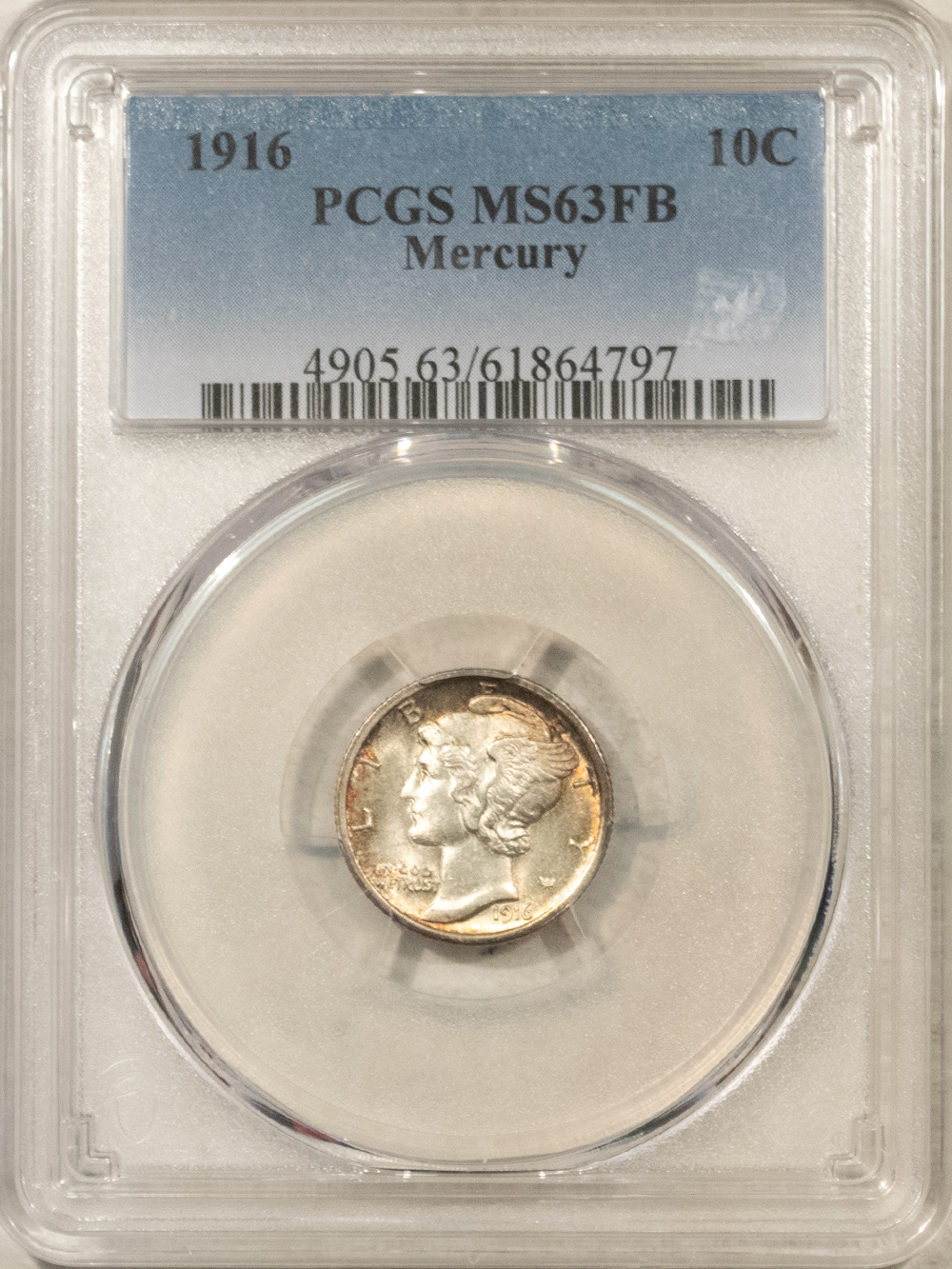 Dimes 1916 MERCURY DIME – PCGS MS-63 FB, PRETTY & PREMIUM QUALITY! Dimes 1916 MERCURY DIME – PCGS MS-63 FB, PRETTY & PREMIUM QUALITY!