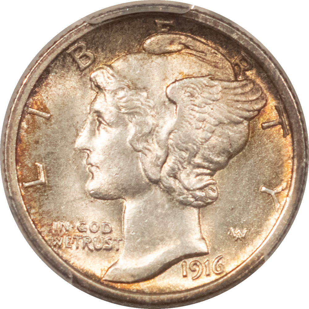 Dimes 1916 MERCURY DIME – PCGS MS-63 FB, PRETTY & PREMIUM QUALITY! Dimes 1916 MERCURY DIME – PCGS MS-63 FB, PRETTY & PREMIUM QUALITY!