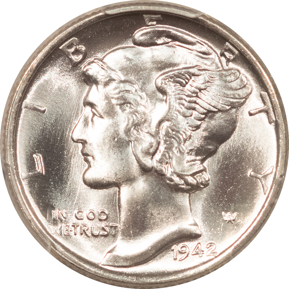 Dimes 1942 MERCURY DIME – PCGS MS-66 FB, SUPER PREMIUM QUALITY! HEADLIGHT! Dimes 1942 MERCURY DIME – PCGS MS-66 FB, SUPER PREMIUM QUALITY! HEADLIGHT!