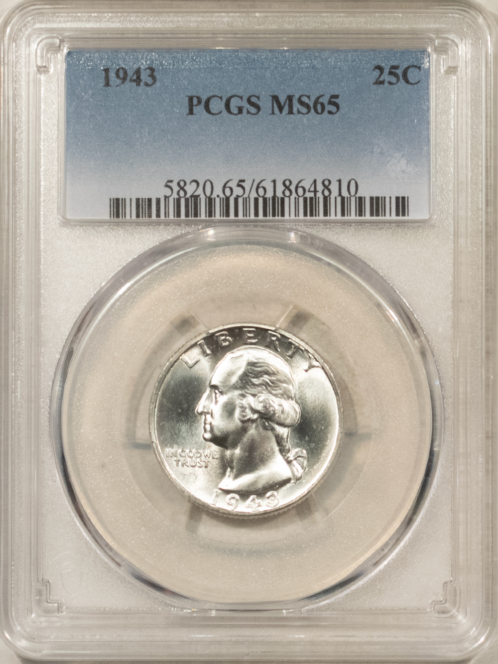 New Certified Coins 1943 WASHINGTON QUARTER – PCGS MS-65 WHITE GEM! New Certified Coins 1943 WASHINGTON QUARTER – PCGS MS-65 WHITE GEM!