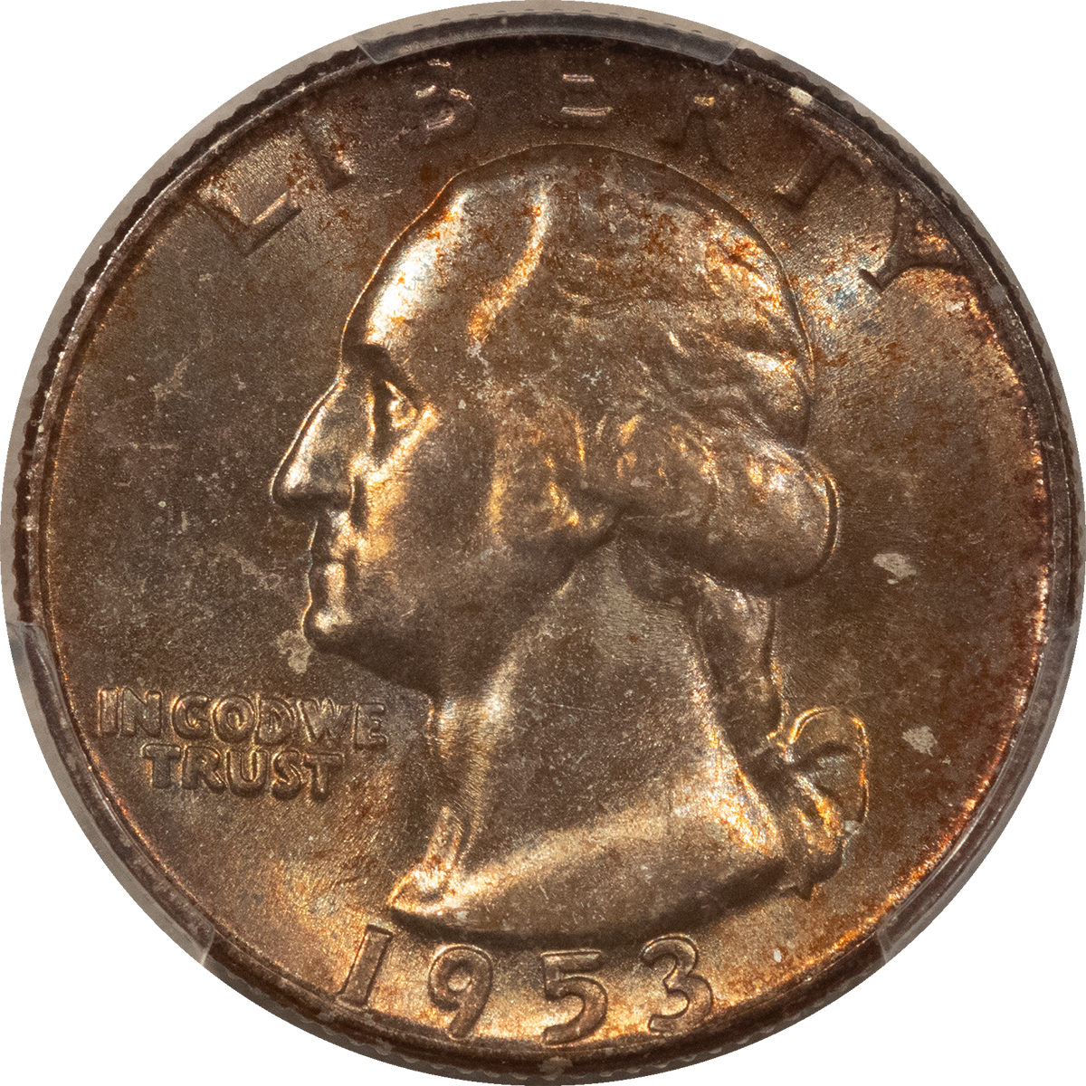New Certified Coins 1953 WASHINGTON QUARTER – PCGS MS-66, MINT SET TONING! New Certified Coins 1953 WASHINGTON QUARTER – PCGS MS-66, MINT SET TONING!