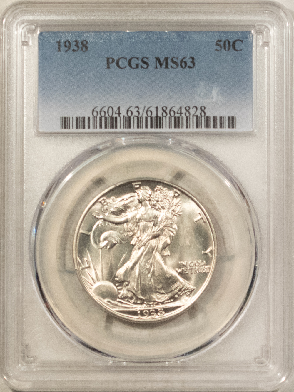 Half Dollars 1938 WALKING LIBERTY HALF DOLLAR – PCGS MS-63 BLAST WHITE Half Dollars 1938 WALKING LIBERTY HALF DOLLAR – PCGS MS-63 BLAST WHITE