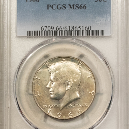 Half Dollars 1966 KENNEDY HALF DOLLAR – PCGS MS-66, VERY CLEAN & PREMIUM QUALITY!
