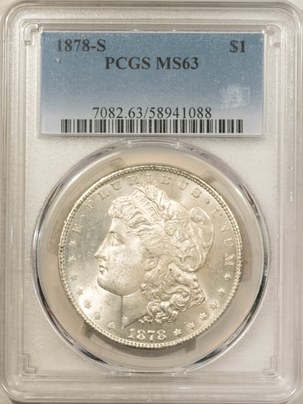 Dollars 1878-S $1 MORGAN DOLLAR – PCGS MS-63 FRESH LUSTROUS & CHOICE! Dollars 1878-S $1 MORGAN DOLLAR – PCGS MS-63 FRESH LUSTROUS & CHOICE!