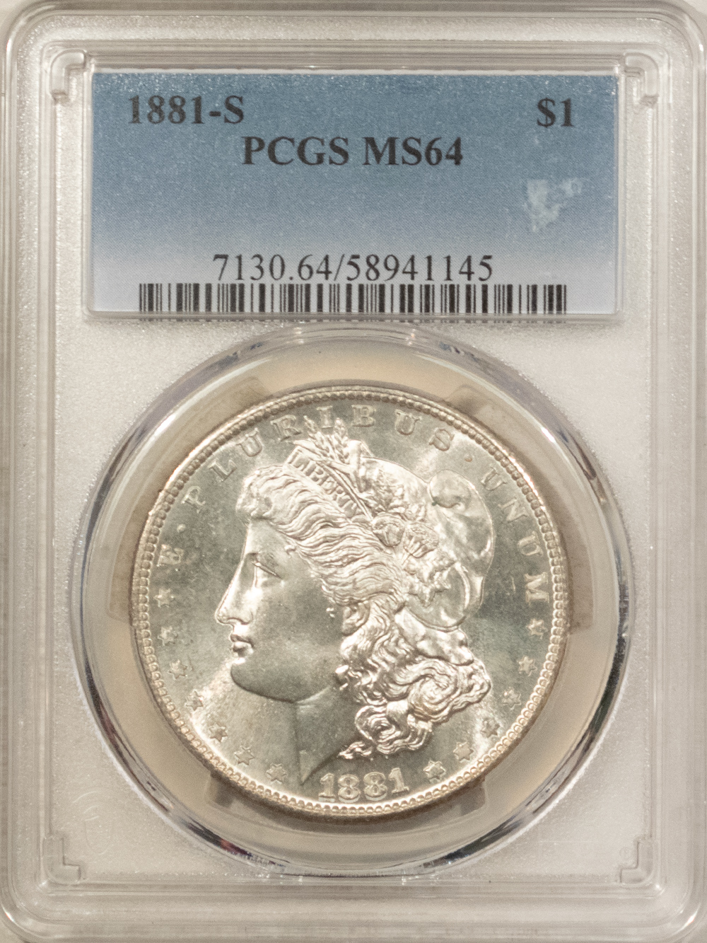 Dollars 1881-S $1 MORGAN DOLLAR – PCGS MS-64 FRESH LUSTROUS WHITE! Dollars 1881-S $1 MORGAN DOLLAR – PCGS MS-64 FRESH LUSTROUS WHITE!