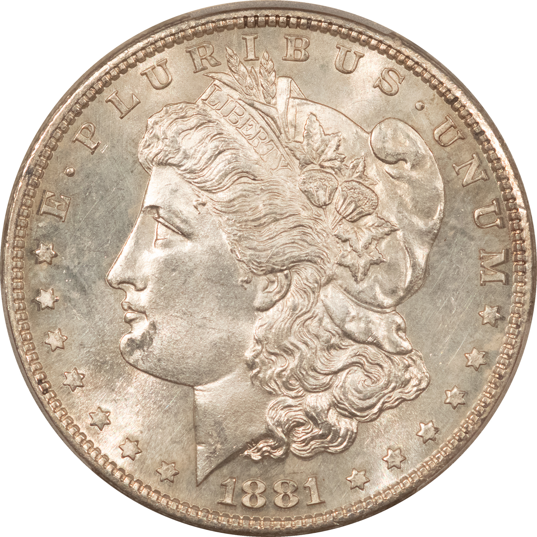 Dollars 1881-S $1 MORGAN DOLLAR – PCGS MS-63 FRESH ORIGINAL WHITE & CHOICE Dollars 1881-S $1 MORGAN DOLLAR – PCGS MS-63 FRESH ORIGINAL WHITE & CHOICE