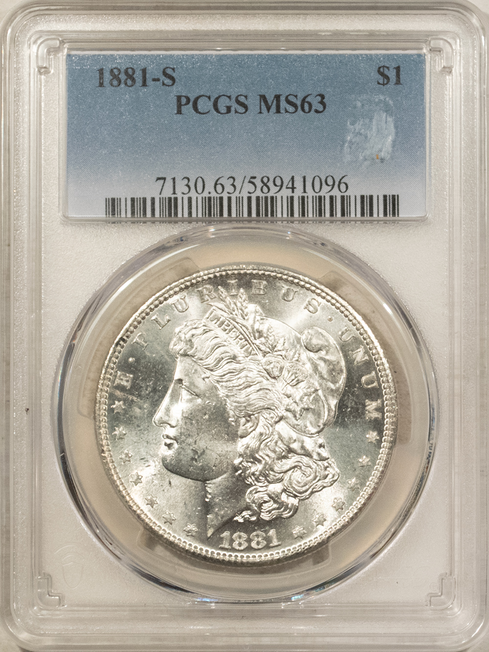 Dollars 1881-S $1 MORGAN DOLLAR – PCGS MS-63 BLAST WHITE Dollars 1881-S $1 MORGAN DOLLAR – PCGS MS-63 BLAST WHITE