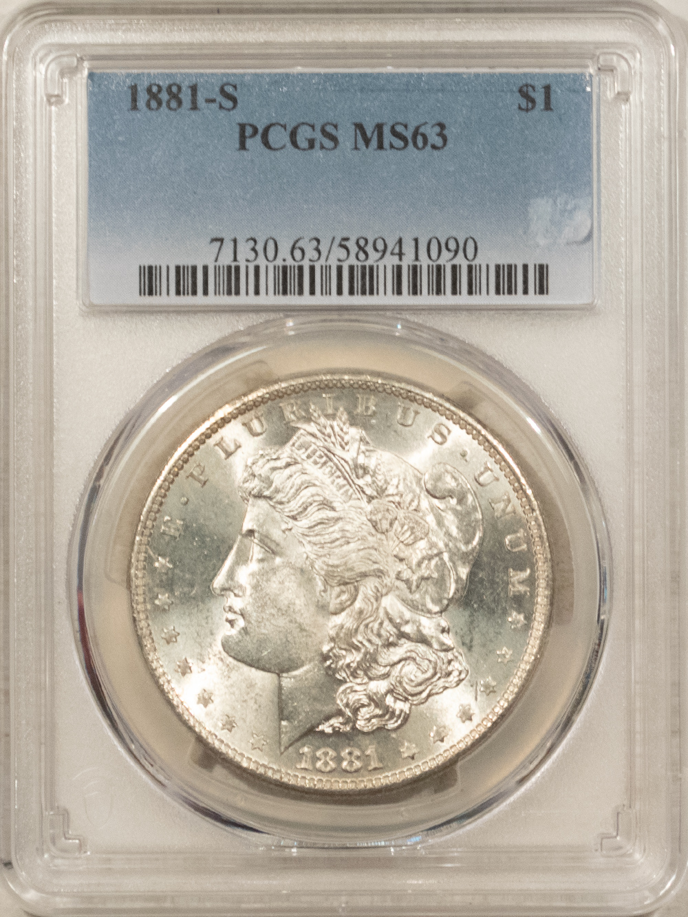Dollars 1881-S $1 MORGAN DOLLAR – PCGS MS-63 WHITE & CHOICE! Dollars 1881-S $1 MORGAN DOLLAR – PCGS MS-63 WHITE & CHOICE!