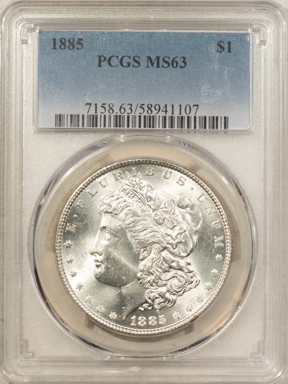 Dollars 1885 $1 MORGAN DOLLAR – PCGS MS-63 BLAST WHITE Dollars 1885 $1 MORGAN DOLLAR – PCGS MS-63 BLAST WHITE