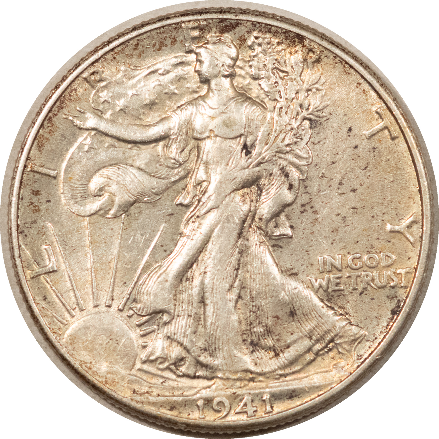 Half Dollars 1941 WALKING LIBERTY HALF DOLLAR – HIGH GRADE EXAMPLE WITH LUSTER THROUGHOUT! Half Dollars 1941 WALKING LIBERTY HALF DOLLAR – HIGH GRADE EXAMPLE WITH LUSTER THROUGHOUT!