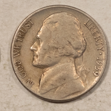 Jefferson Nickels 1939-D 1939-S 1942-D JEFFERSON 5C LOT/3, BETTER DATES, HIGH GRADE CIRC EXAMPLES!